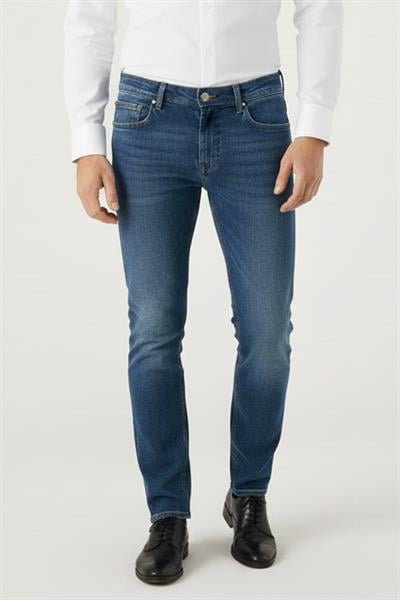 Giotelli Erkek Açık Lacivert Jean 1196 Dokuma Kumaş Normal Bel Standart Boy Pantolon
