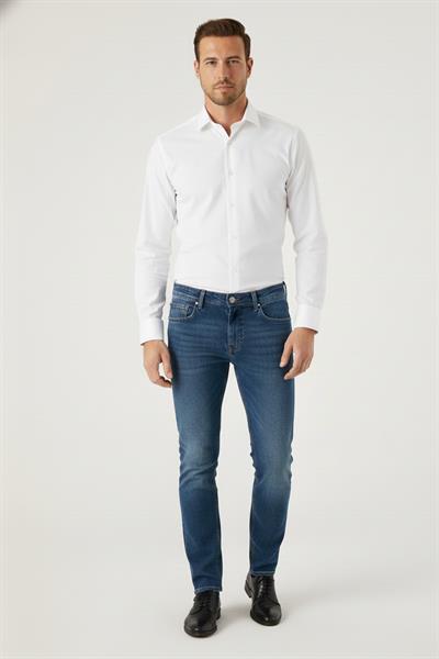 Giotelli Erkek Açık Lacivert Jean 1196 Dokuma Kumaş Normal Bel Standart Boy Pantolon