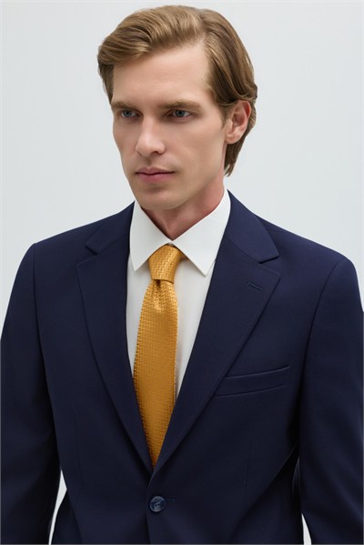 Açık Lacivert Slim Fit Düz Paça 6 Drop Mono Yaka Klasik Takım Elbise