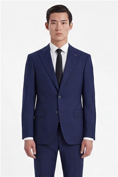 Giotelli Erkek Açık Lacivert Dar Kesim Slim Fit Viskon Dokuma Normal Bel 6 Drop Takım Elbise