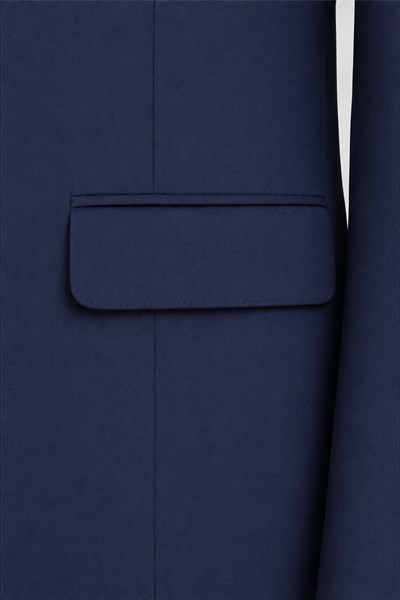 Açık Lacivert Slim Fit Düz Paça 6 Drop Mono Yaka Klasik Takım Elbise