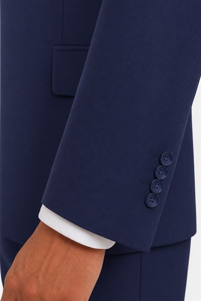 Açık Lacivert Slim Fit Düz Paça 6 Drop Mono Yaka Klasik Takım Elbise