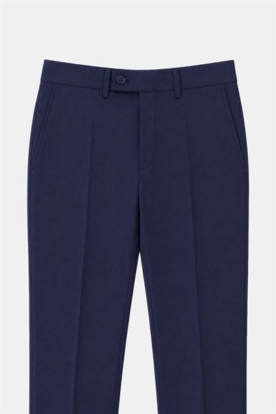 Açık Lacivert Slim Fit Düz Paça 6 Drop Mono Yaka Klasik Takım Elbise