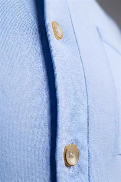 Giotelli Açık Mavi Regular Fit Yarım Balıkçı Yaka Düğmeli Triko Gömlek
