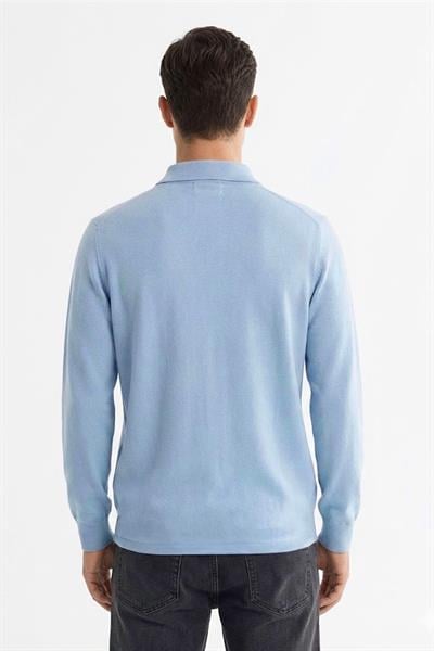 Giotelli Açık Mavi Regular Fit Yarım Balıkçı Yaka Düğmeli Triko Gömlek