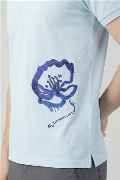 Giotelli Açık Mavi Slim Fit %100 Pamuk Polo Yaka Erkek Tişört