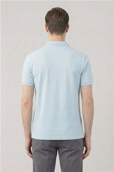 Giotelli Açık Mavi Slim Fit %100 Pamuk Polo Yaka Erkek Tişört