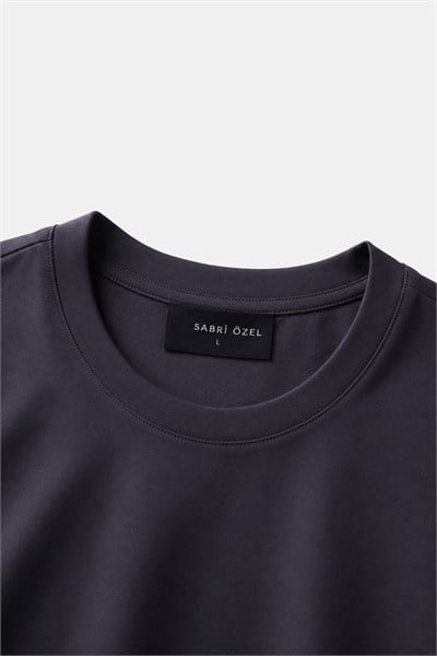 Antrasit %100 Pamuk Regular Fit Bisiklet Yaka Basic T-shirt
