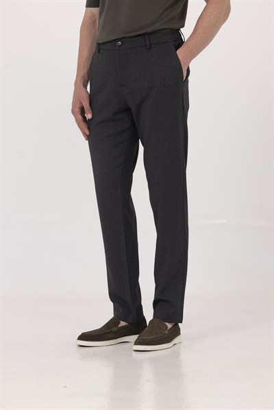 Antrasit Yanı Lastikli Köprülü Kemerli Slim Fit Jogger Pantolon