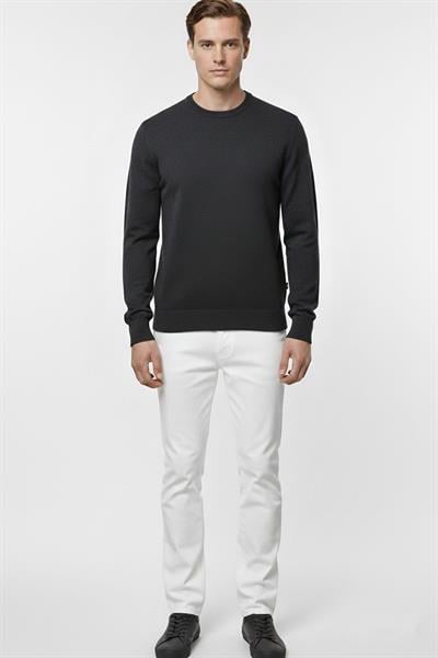 Erkek Antrasit Normal Kesim Regular Fit Pamuklu Dokuma Bisiklet Yaka Triko Kazak