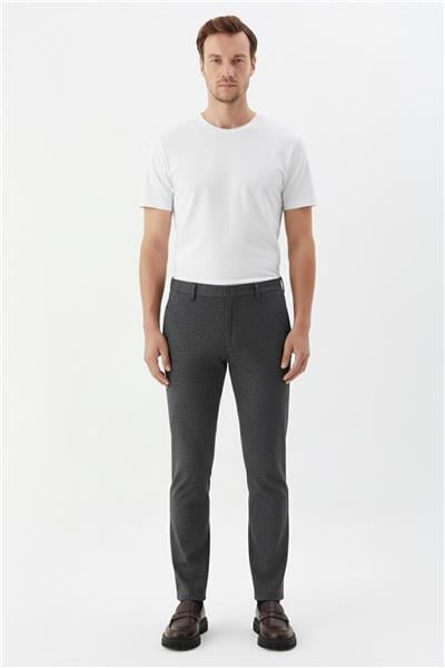 Giotelli Antrasit Slim Fit Pamuklu Yan Cepli Chino Normal Bel Standart Boy Erkek Pantolon