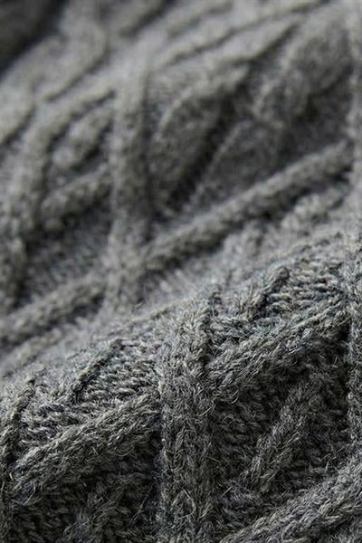 Antrasit Regular Fit Yünlü Desenli Tam Balıkçı Yaka Triko Kazak