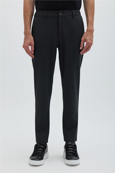 Antrasit Yanı Lastikli Köprülü Kemerli Slim Fit Jogger Pantolon