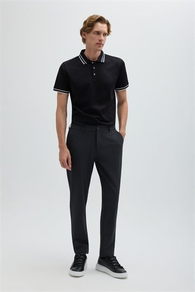 Antrasit Yanı Lastikli Köprülü Kemerli Slim Fit Jogger Pantolon