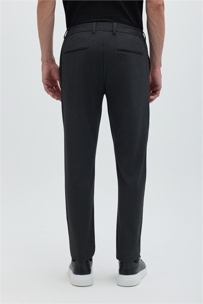 Antrasit Yanı Lastikli Köprülü Kemerli Slim Fit Jogger Pantolon