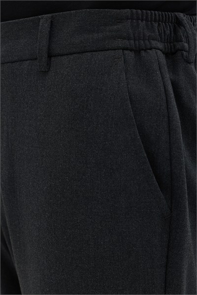Antrasit Yanı Lastikli Köprülü Kemerli Slim Fit Jogger Pantolon