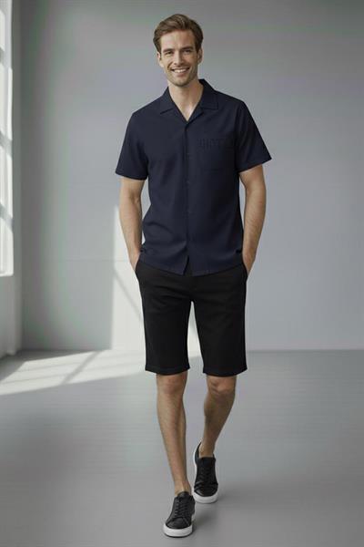 APAŞ YAKA BASKILI GÖMLEK Siyah