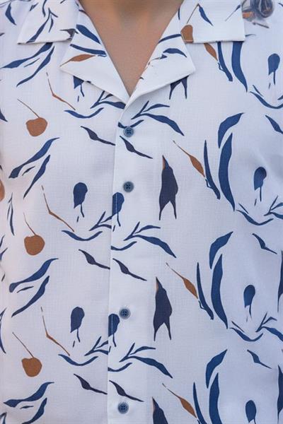 APAŞ YAKA DESENLİ  ERKEK GÖMLEK Bej