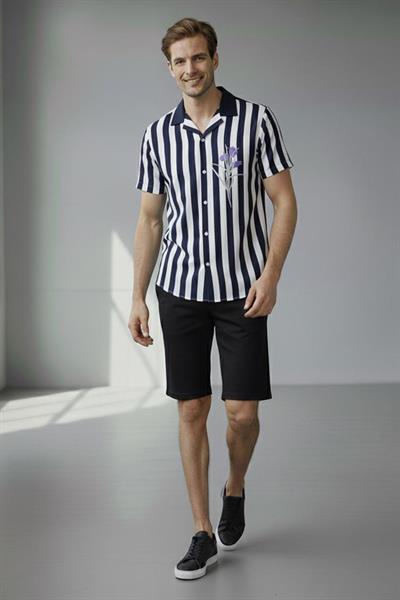 APAŞ YAKA DESENLİ GÖMLEK Lacivert