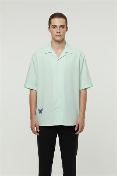 Giotelli Mint Oversize %100 Tencel Apaş Yaka Kısa Kol Erkek Gömlek