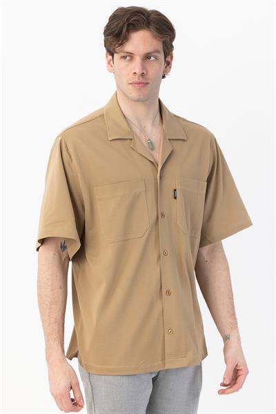 APAŞ YAKA KETEN ERKEK GÖMLEK Camel