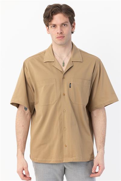 APAŞ YAKA KETEN ERKEK GÖMLEK Camel