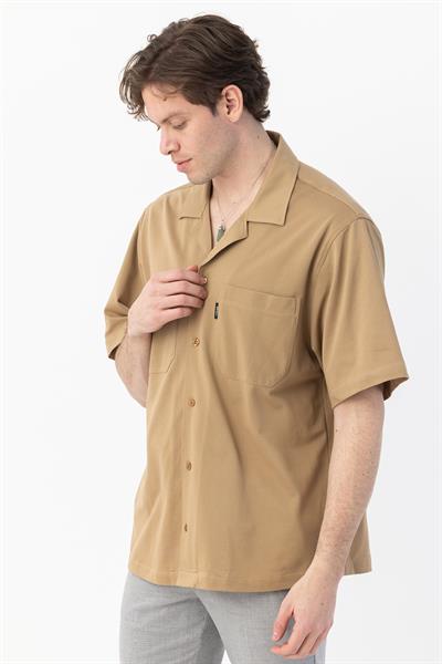 APAŞ YAKA KETEN ERKEK GÖMLEK Camel