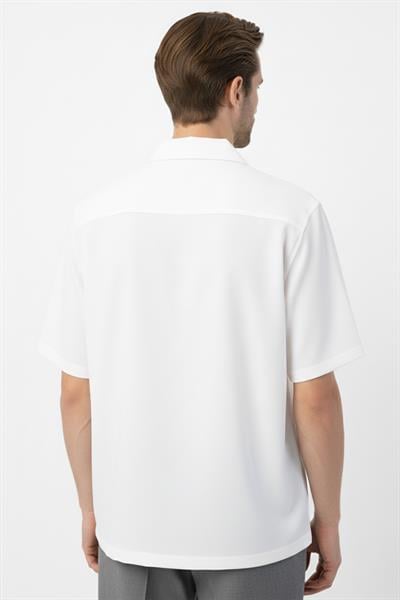 Giotelli Beyaz %100 Keten Apaş Yaka Kısa Kol Erkek Gömlek