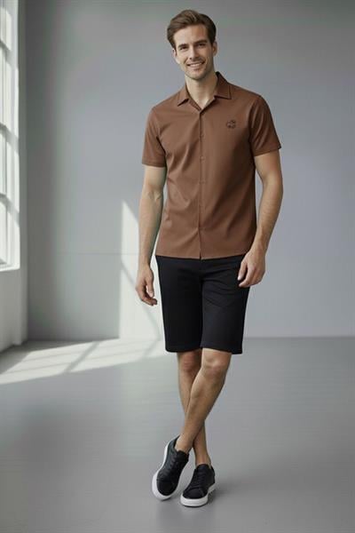 APAŞ YAKA TENCEL ERKEK GÖMLEK Kahve