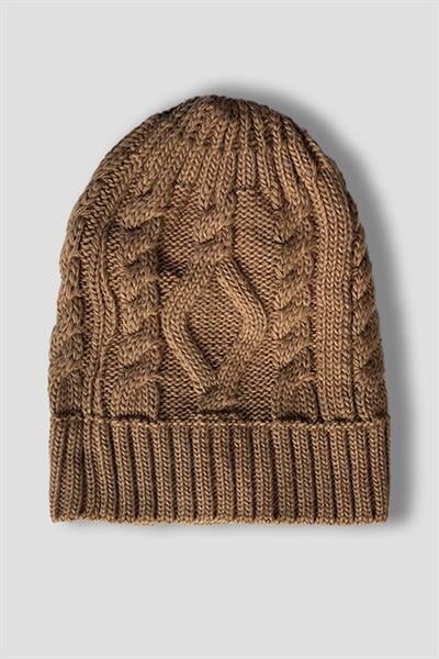 Erkek Camel Saç Örgü Örme %100 Akrilik Atkı Bere Takımı