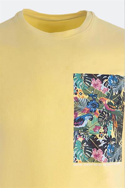 BASKILI BİSİKLET YAKA ERKEK T-SHIRT Sarı