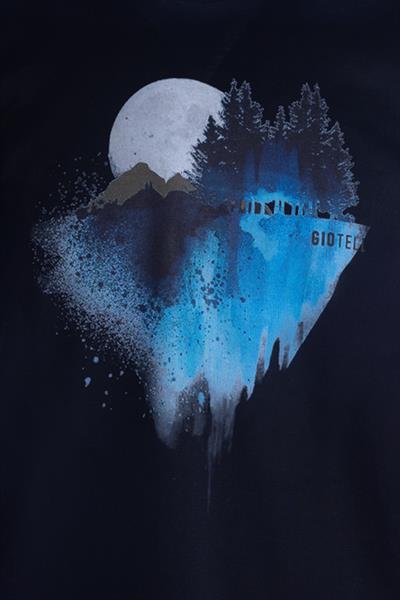 Baskılı Bisiklet Yaka Erkek T-Shirt Lacivert