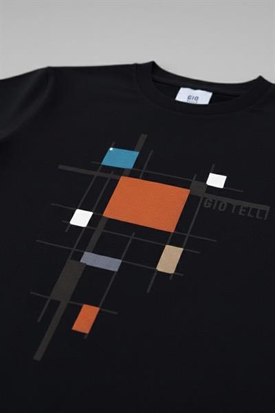 BASKILI BİSİKLET YAKA ERKEK TİŞÖRT Siyah