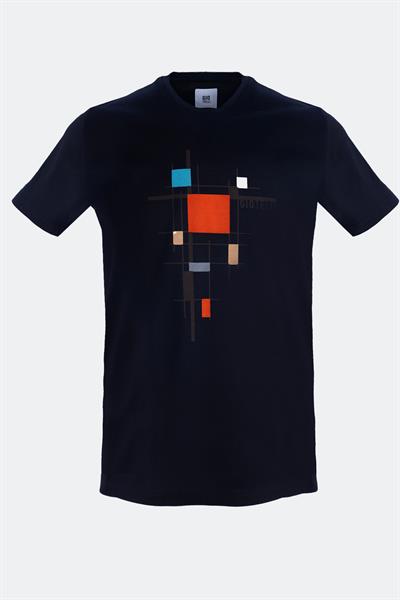 Baskılı Bisiklet Yaka Erkek T-Shirt Lacivert