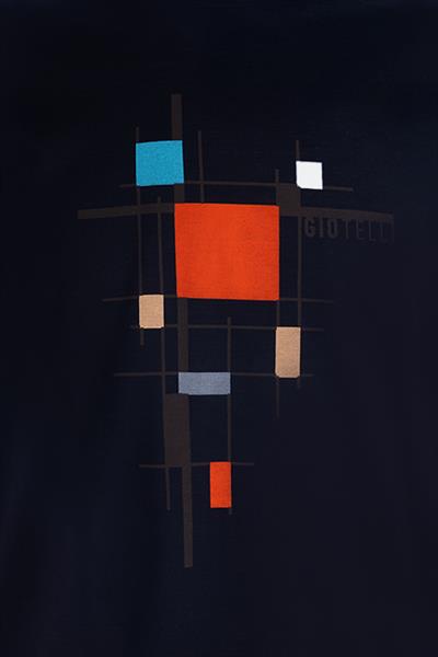 Baskılı Bisiklet Yaka Erkek T-Shirt Lacivert