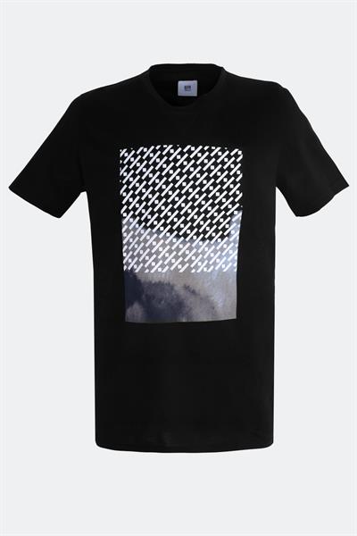 Baskılı Bisiklet Yaka Erkek T-Shirt Siyah