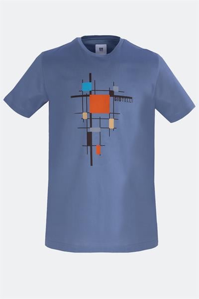 Baskılı Bisiklet Yaka Erkek T-Shirt Gri