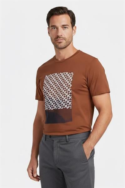 Giotelli Tarçın Slim Fit %100 Pamuk Baskılı Bisiklet Yaka Erkek Tişört