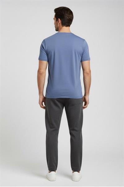 Giotelli Gri Slim Fit %100 Pamuk Baskılı Bisiklet Yaka Erkek Tişört