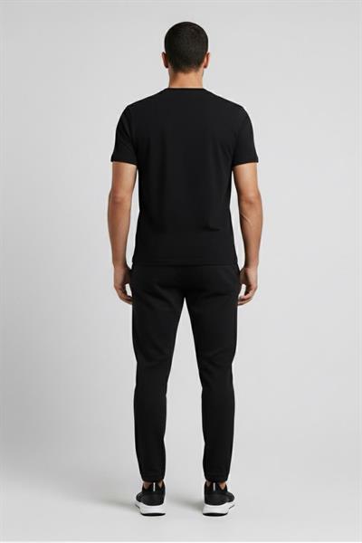 Giotelli Siyah Slim Fit %100 Pamuk Baskılı Bisiklet Yaka Erkek Tişört