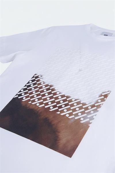 BASKILI ERKEK T-SHIRT Beyaz