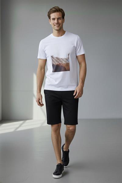 BASKILI ERKEK T-SHIRT Beyaz