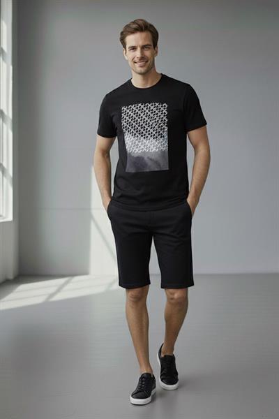 BASKILI ERKEK T-SHIRT Lacivert