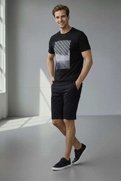 BASKILI ERKEK T-SHIRT Lacivert