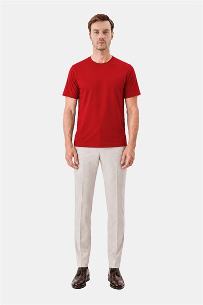 Bayrak Kırmızısı %100 Pamuk Regular Fit Bisiklet Yaka Basic T-shirt