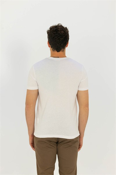 Bej %100 Pamuk Bisiklet Yaka Düz Renk Basic T-Shirt