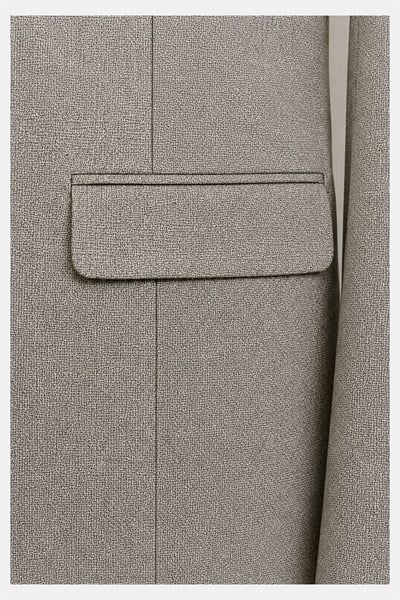 Bej Slim Fit Normal Bel 6 Drop Mono Yaka Takım Elbise