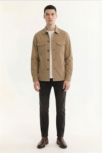 Giotelli Bej Oversize Fit %100 Pamuk Klasik Yaka Erkek Gömlek