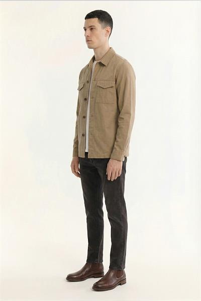 Giotelli Bej Oversize Fit %100 Pamuk Klasik Yaka Erkek Gömlek