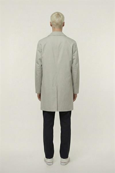 Erkek Bej Geniş Kesim Oversize Fit Pamuklu Dokuma Yan Cepli Orta Boy Ceket Yaka Trençkot